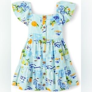 NWT $50 Girls 6 Dress Linen Blend Floral Dress Easter Summer Vacation